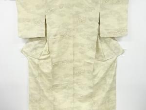 アンティーク　蝶模様織り出し十日町紬単衣着物